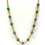 36" Purple and Gold and Green Glass Bead Necklace (Dozen)