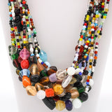 27" Multicolor Glass Bead Necklace (Dozen)