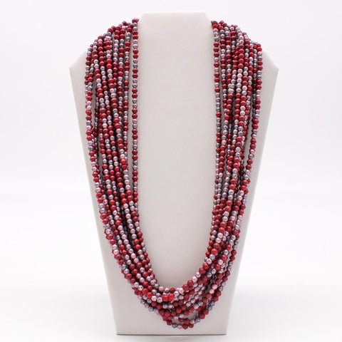 27" Red and Pink Glass Bead Necklace (Dozen)