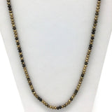 27" Gold on Black Glass Bead Necklace (Dozen)