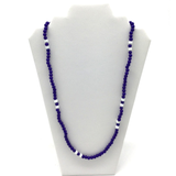 27" Blue & White Pattern Glass Bead Necklace (Dozen)