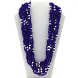 27" Blue & White Pattern Glass Bead Necklace (Dozen)