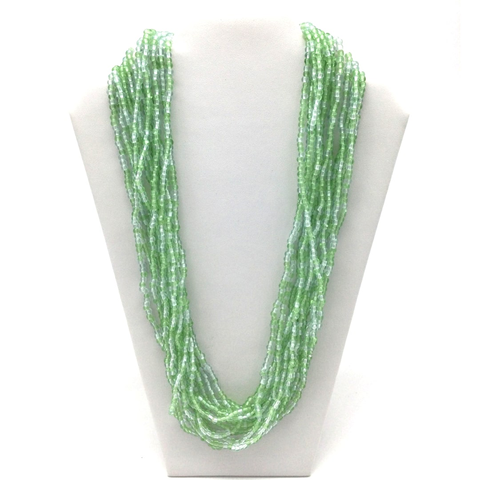 27" Green & Clear Glass Bead Necklace (Dozen)