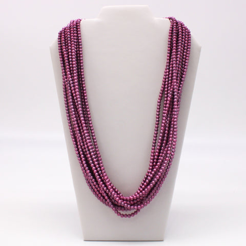 27" Hot Pink Glass Bead Necklace (Dozen)