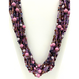 27" Mixed Purple & Lavender Glass Bead Necklace (Dozen)