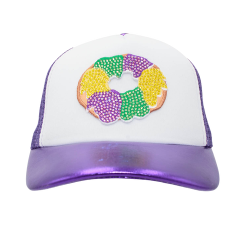 Mardi Gras King Cake Rhinestone Trucker Cap - Youth (Each)