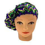 7.5" Sequin Mardi Gras Beret (Each)
