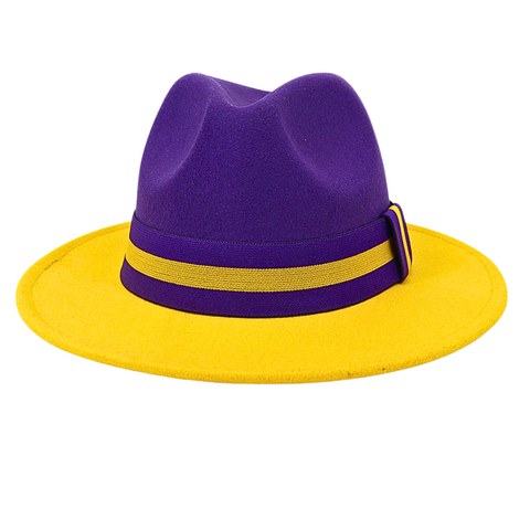 Purple and Yellow Flat Brim Jazz Hat (Each)
