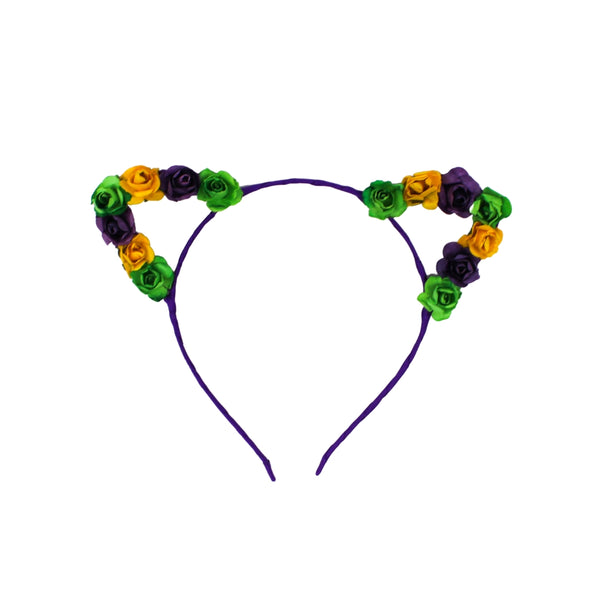 Mardi Gras Floral Cat Ears Headband Each Mardi Gras Spot