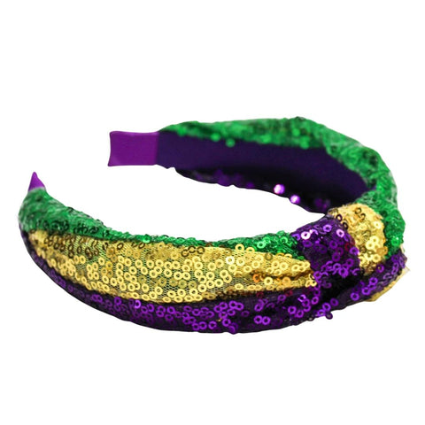 Purple, Green, and Gold Mardi Gras Sequin Headband (Each)