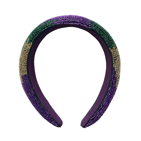 Purple, Green, and Gold Beaded Ombre Headband (Each)