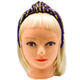 Purple and Gold Team Stripe Sequin Knotted Headband (Each)