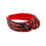 Red and Black Team Stripe Sequin Knotted Headband (Each)