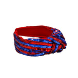 Red and Blue Team Stripe Sequin Knotted Headband (Each)