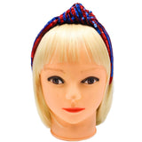 Red and Blue Team Stripe Sequin Knotted Headband (Each)