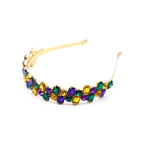 Purple, Green, and Gold Rhinestone Gem Headband (Each)