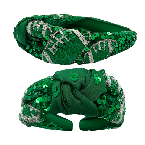 Green Sequin Football Headband (Each)