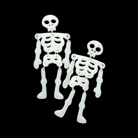 Glow in The Dark Skeleton Dangle Earrings (Pair)