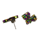 Louisiana State Mardi Gras Glitter Resin Earrings (Pair)