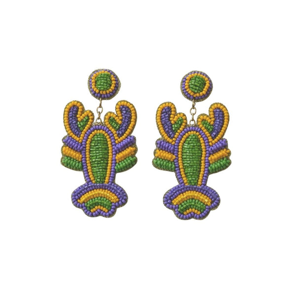 mardi gras crawfish earrings