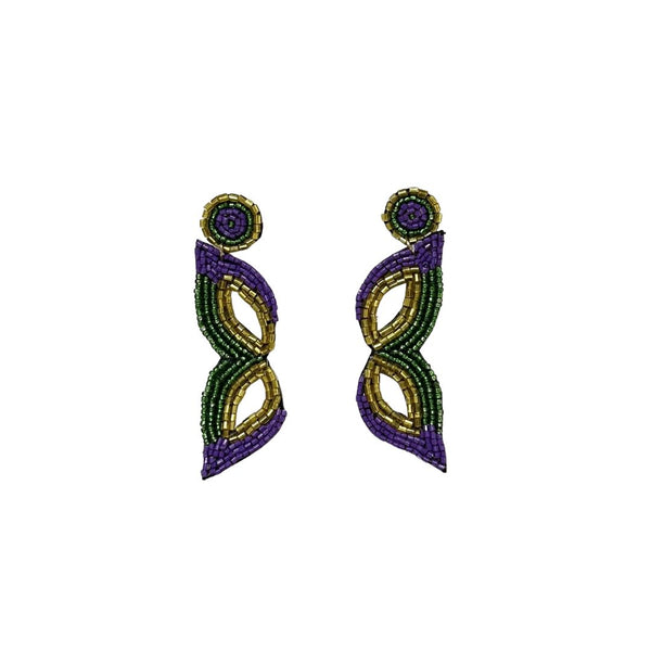 mardi gras seed bead earrings