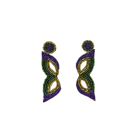 Mardi Gras Mask Seed Beaded Sparkle Earrings (Pair)