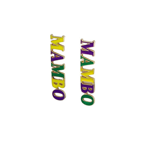 MAMBO Mardi Gras Enamel Drop Earrings (Pair)