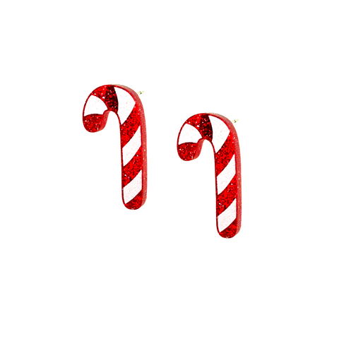 Red and White Candy Cane Earrings (Pair)