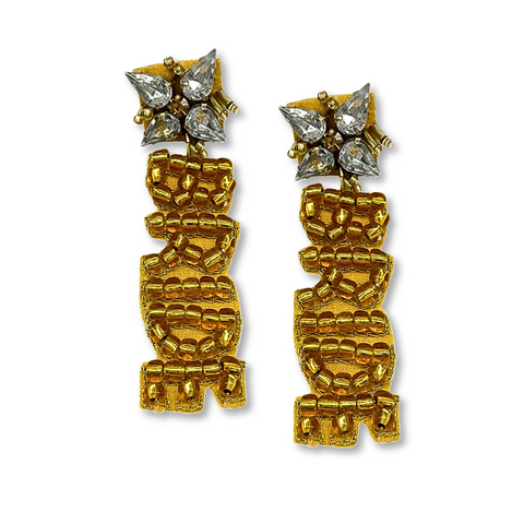 Gold Bride Beaded Earrings (Pair)