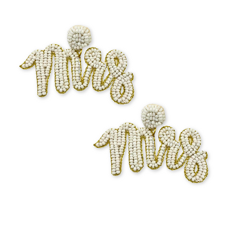 White Mrs. Beaded Earrings (Pair)