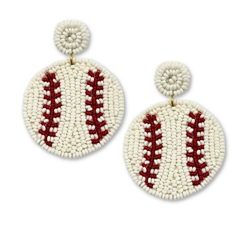 Baseball Beaded Earrings (Pair)