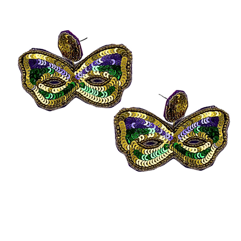 Mardi Gras Mask Sequin Earrings (Pair)