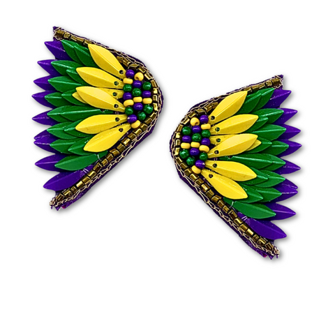 Mardi Gras Wing Sequin Earrings (Pair)
