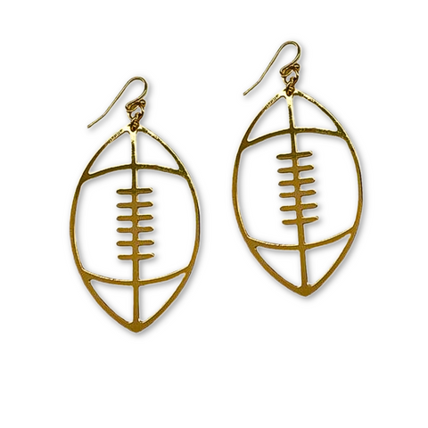 Gold Football Cutout Dangle Earrings (Pair)