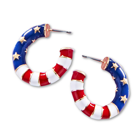American Flag Hoop Earrings (Pair)