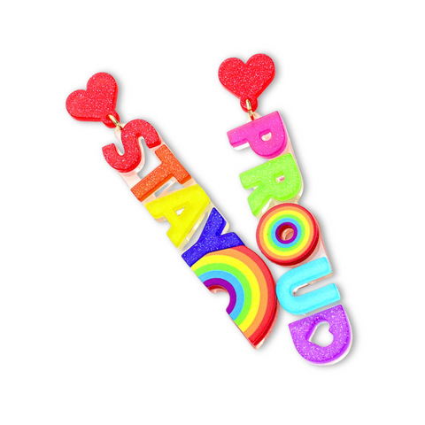 Rainbow Stay Proud Dangle Earrings (Pair)