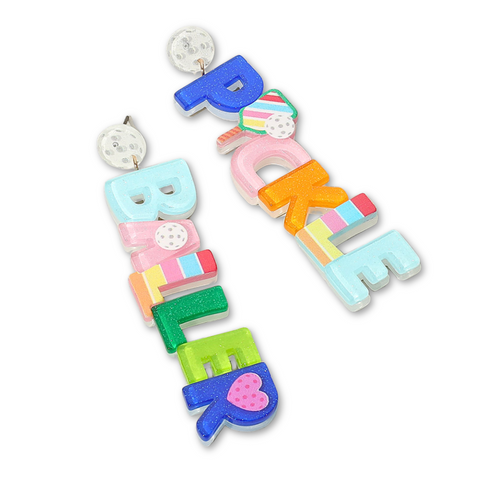 Multi Color Pickle Baller Dangle Earrings (Pair)