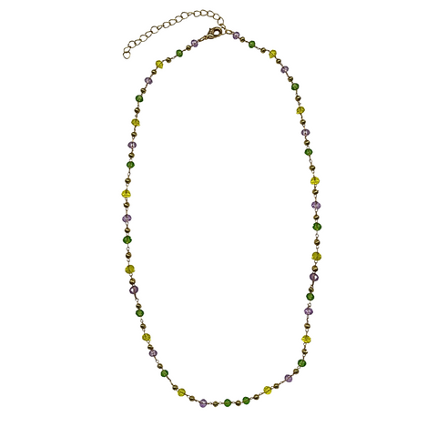 Purple, Green, and Gold Crystal Necklace (Each)