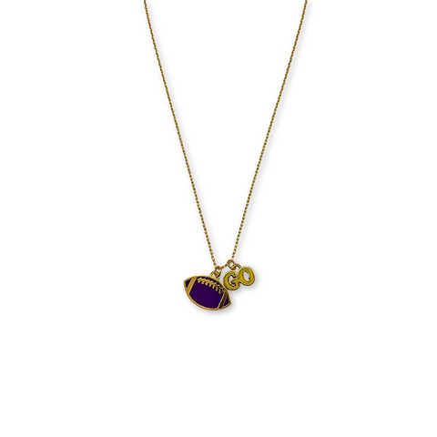 Purple and Gold Go Football Necklace (Each)