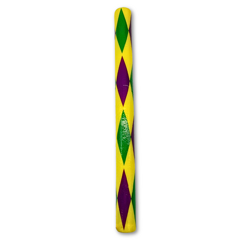 LED Foam Baton with 6 Lights and with Purple, Green and Gold Harlequin Design 18" (Each)