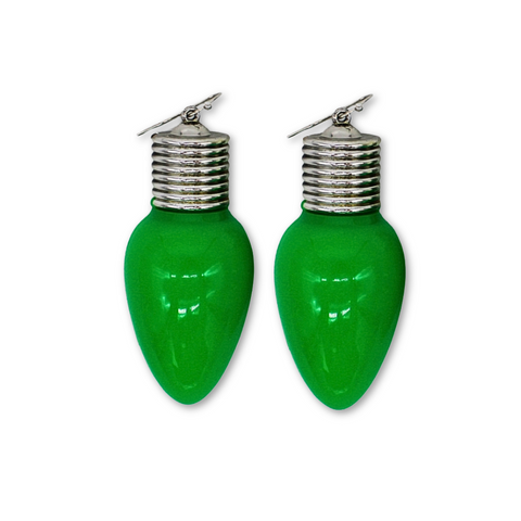 LED Jumbo Bulb Earrings - Green (Pair)