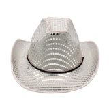 Silver Sequin LED EL Wire Cowboy Hat (Each)