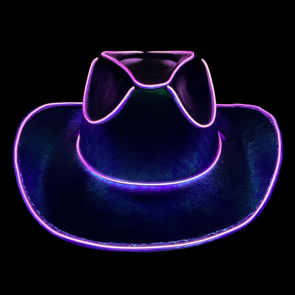 Purple Holographic LED EL Wire Cowboy Hat (Each) – Mardi Gras Spot