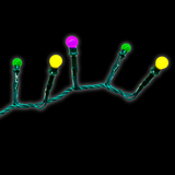 16.5' LED Purple, Green and Gold Mardi Gras Cluster String Lights with Multi Function - 200 Lights (Each)