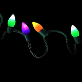 16' LED Purple, Green and Gold Mardi Gras String Lights with Retro Shaped Bulbs - 25 Lights (Each)