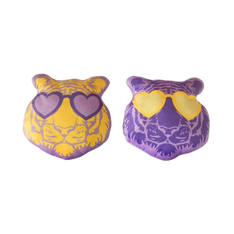 8" Plush Purple and Gold Tiger with Heart Sunglasses - Assorted Colors (Each)