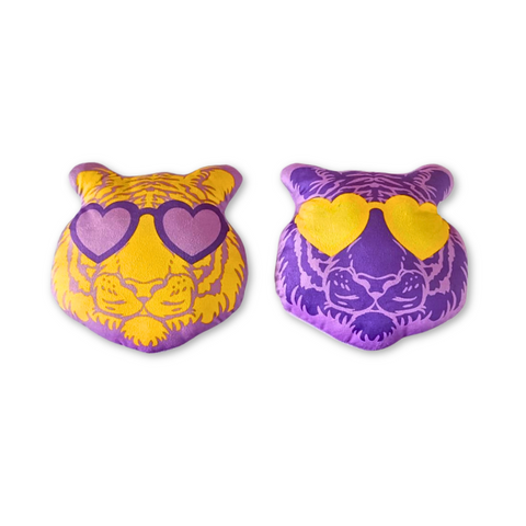 8" Plush Purple and Gold Tiger with Heart Sunglasses - Assorted Colors (Each)
