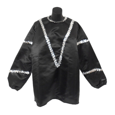 #17 - Solid Black Costume with Silver Sequins Trim on Neckline and Arm (Each)