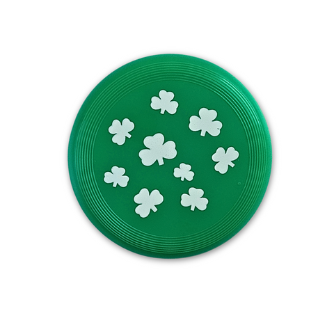 Green and White Frisbee with Clover Imprint 3.5" (6 Dozen)