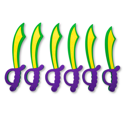 Purple, Green and Gold Foam Pirate Sword 16.5" (Pack of 6)